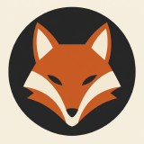 A 160-pixel fox head emblem, shown enlarged so the individual pixels are visible.